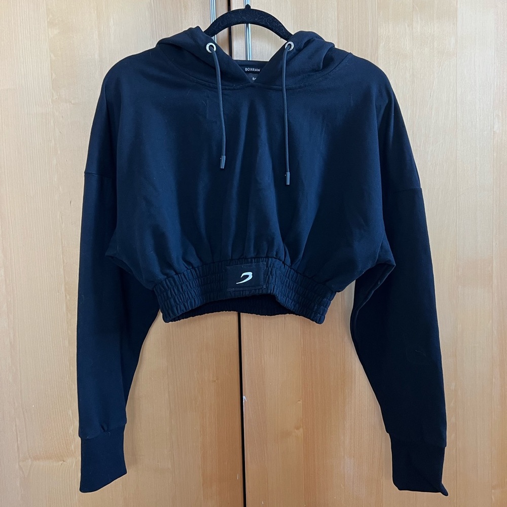 BOXRAW Kim Cropped Hoodie, Black, Small, NWOT